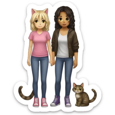 a cat and girl roleplay full body sticker