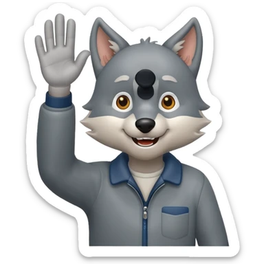 wolfgrandpa waving his hand and his hole body is standing  sticker