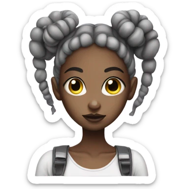 alien girl with space buns sticker