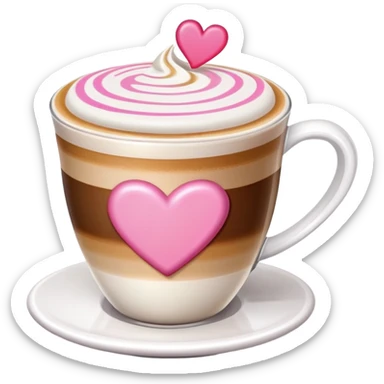 latte with pink accents and hearts sticker