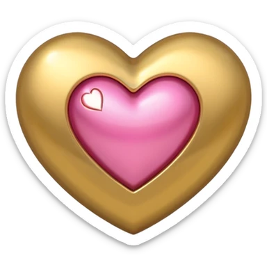 gold heart with one mini pink heart inside of it  sticker