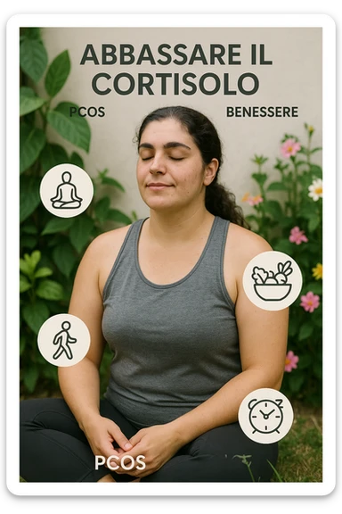Donna con pcos che abbassa il suo cortisolo immagine realistiche in italiano sticker