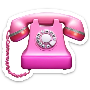 Pink ombre retro phone with glitter  sticker