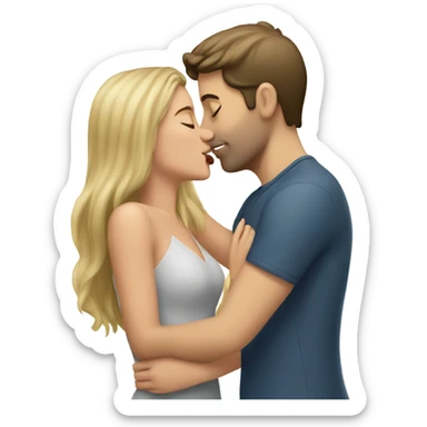 brunette girl kissing blonde man sticker