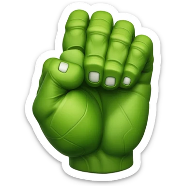 big muscular green cool hulks fist with  4 fingers sticker