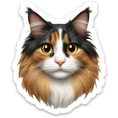 realistic long haired calico cat indoors scene  sticker