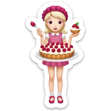 Raspberry torte human full body and legs girl with a raspberry barrette on her head sticker