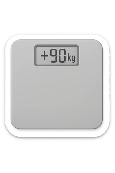 Bilancia pesa persone con scritto +90kg sticker