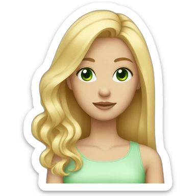 A girl who has blonde and long hair green eyes sticker