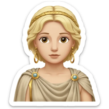 Ancient Roman woman with earrings and blonde hair, ancient clothes sticker