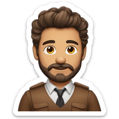 homme brun aux cheveux longs avec une barbiche sticker