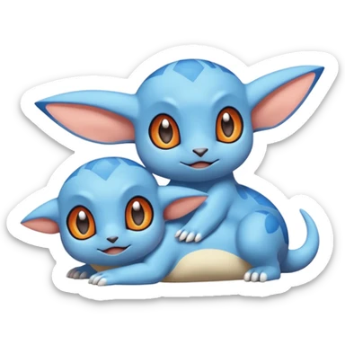 2 friendly pokemans one fell down and the other is helping the other get up  sticker