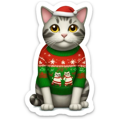 Cat in a Christmas sweater  sticker