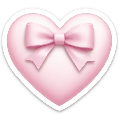 Pastel pink heart with white bow sticker