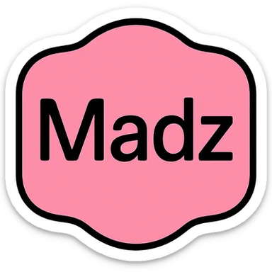 pink logo with the word 'Madz' in a sleek, minimalist font, focusing on elegance and simplicity sticker