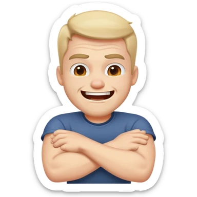 arms crossed around neck angry laughing guy sticker