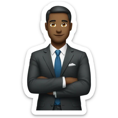 a man in a suit and tie standing with his arms crossed sticker