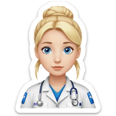 Paramedic girl with blonde hair bun and blue eyes sticker