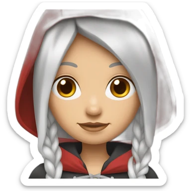 red-ridding-hood-white-girl-long-straight-black-hair-with-white-streak-hair sticker