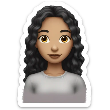 pretty light skinned girl with with lashes black long hair sticker