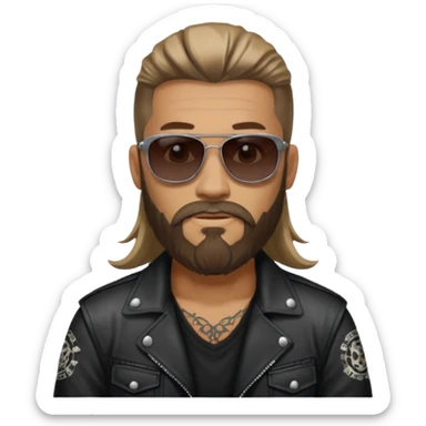 biker gang with sunglass and rugged guy bearded long hair in tatoots sticker