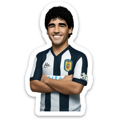 maradona young smile sticker