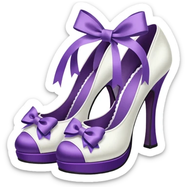 Lolita shoes, white and purple sticker
