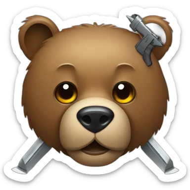 Bear face with weapons sticker