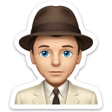 Frank Sinatra with blue eyes, dark brown hair, ivory outfit sticker