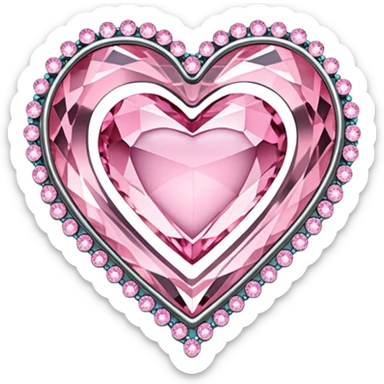 Pastel pink heart crystal transparent transformation brooch sticker