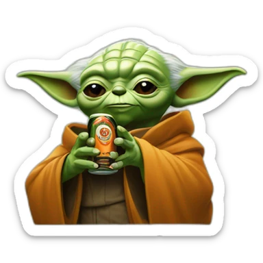yoda holding jagermeister bottle sticker