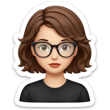 Pretty girl with sport brown wave hair with black glasses sticker