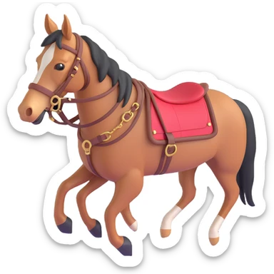 Hermès-style horse harness, classic equestrian look, minimal, 3D style sticker