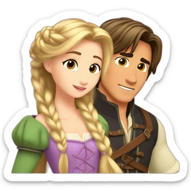 Rapunzel with Flynn Rider anime style sticker