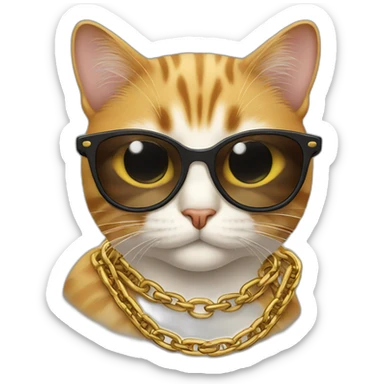 Cat with chain and sunglasses  sticker