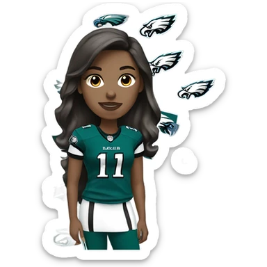  White female brunette wearing Philadelphia Eagles jersey sticker