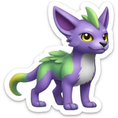 Cute cool green purple yellow animal hybrid Fakemon full body sticker