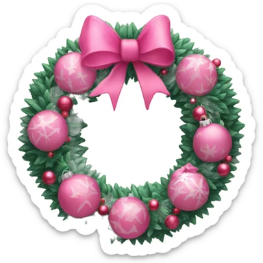 Pink Christmas wreath  sticker