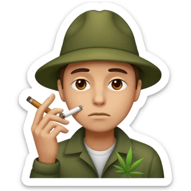 Sad face smoking weed sticker