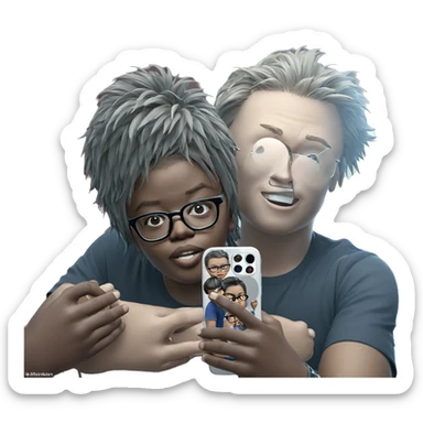 boy with glasses holding phone sticker