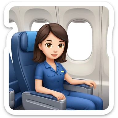 Brunette sitting in an airplane seat sticker