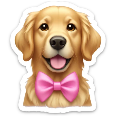 Golden retriever with a pink bow sticker