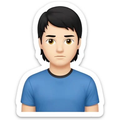 A young man with mullet black hair. sticker