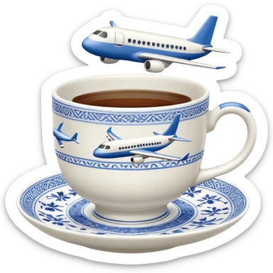 Airplane on a tea cup sticker