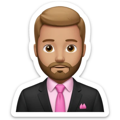 bearded man with pink tie and blazer sticker