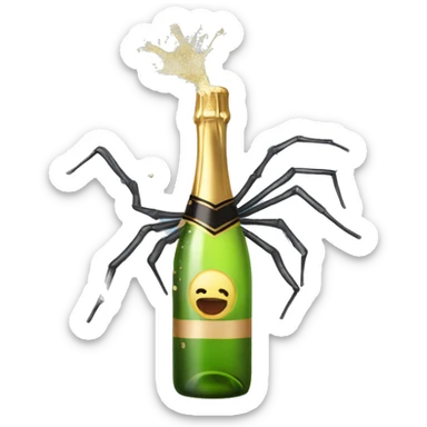 Spider Popping Champagne Bottle sticker