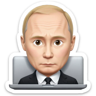 Putin with laptop sticker