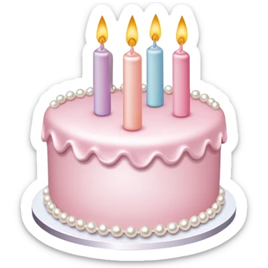 pearl light pink birthday cake with pearl decorations sticker