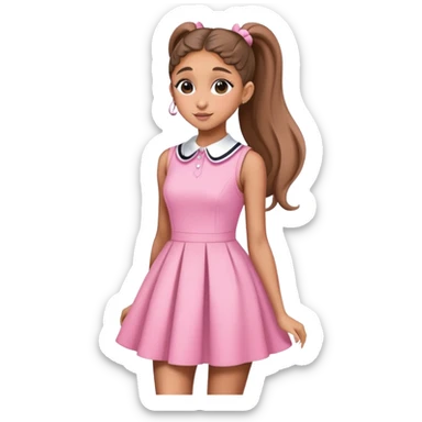 Ariana grande wearing a short preppy pretty and pink dress  sticker