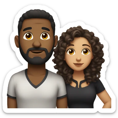 pretty thick latina with curly hair and attractive black boyfriend with beard  sticker